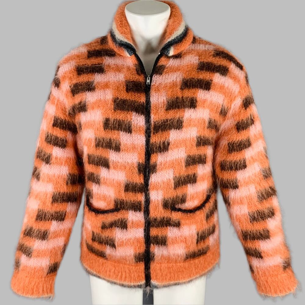 Marni Size S/M Orange Black Fuzzy Wuzzy Mohair Ca… - image 1